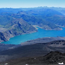 Western arm of Laguna Laja with Nevados and Volcanos Chillan in the background